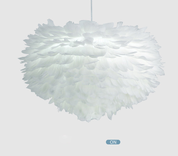 Art Deco Feather Pendant Light Fixtures Modern Creative Globe Hanging Ceiling Light for Bedroom