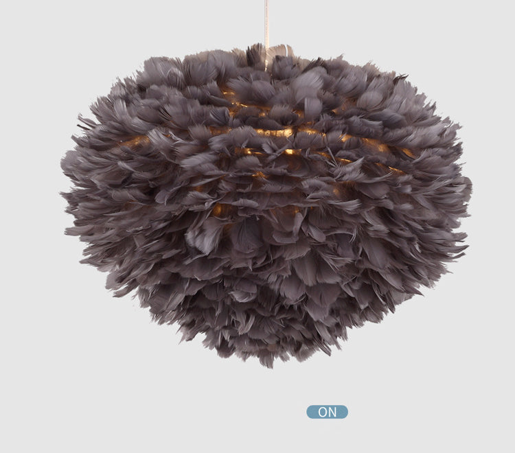 Art Deco Feather Pendant Light Fixtures Modern Creative Globe Hanging Ceiling Light for Bedroom