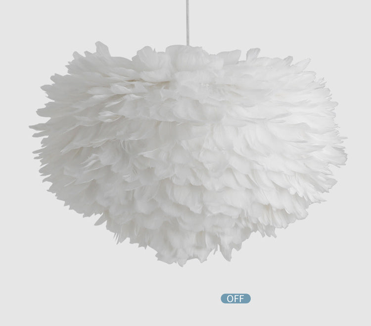 Art Deco Feather Pendant Light Fixtures Modern Creative Globe Hanging Ceiling Light for Bedroom