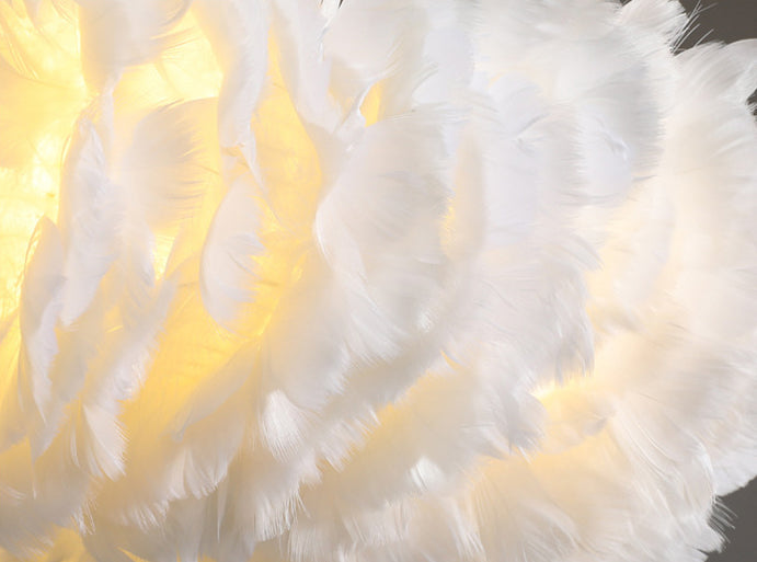 Art Deco Feather Pendant Light Fixtures Modern Creative Globe Hanging Ceiling Light for Bedroom
