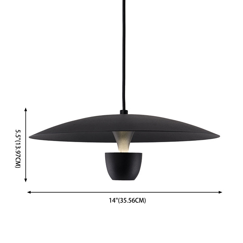 Noordse moderne creatieve metalen hanglampje Zwart vliegende schotel LED -ophanging Licht voor slaapkamer