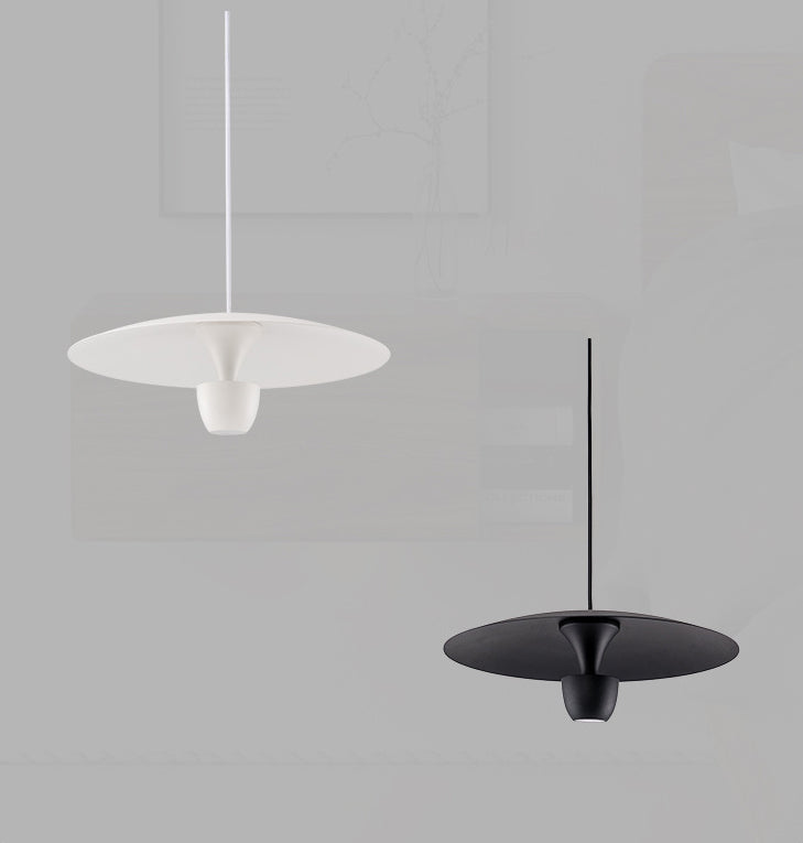Noordse moderne creatieve metalen hanglampje Zwart vliegende schotel LED -ophanging Licht voor slaapkamer
