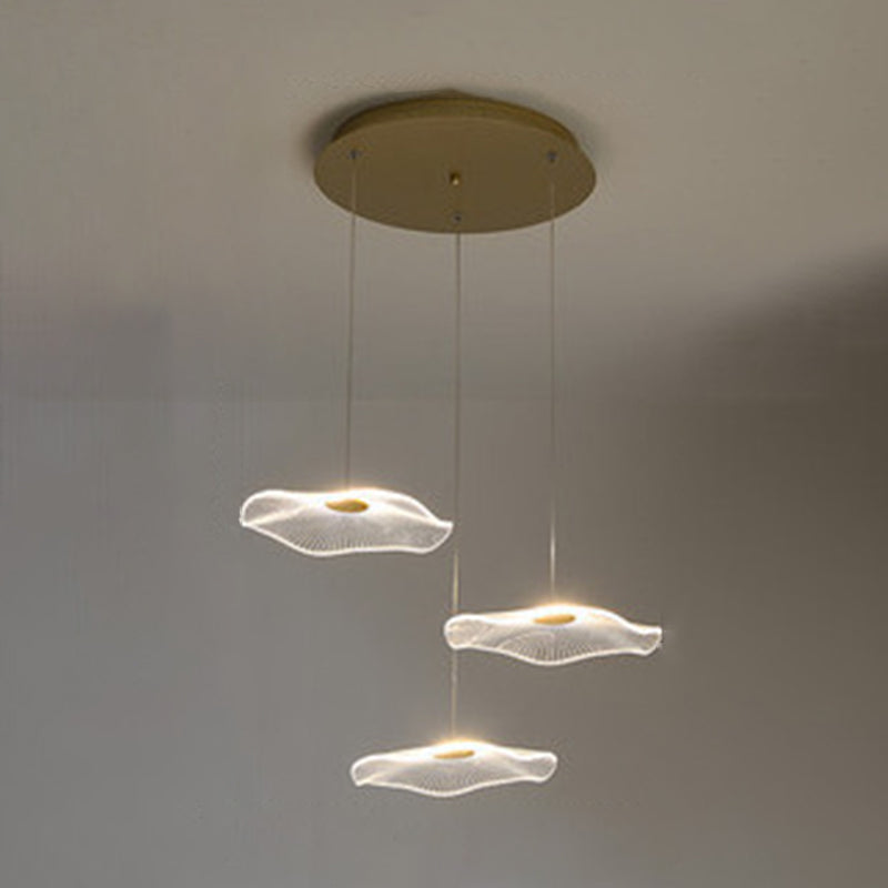 Modern Multiple Lotus Leaf  Shaped Shade Pendant Light  Acrylic Long Hanging Lamp  for Living Room
