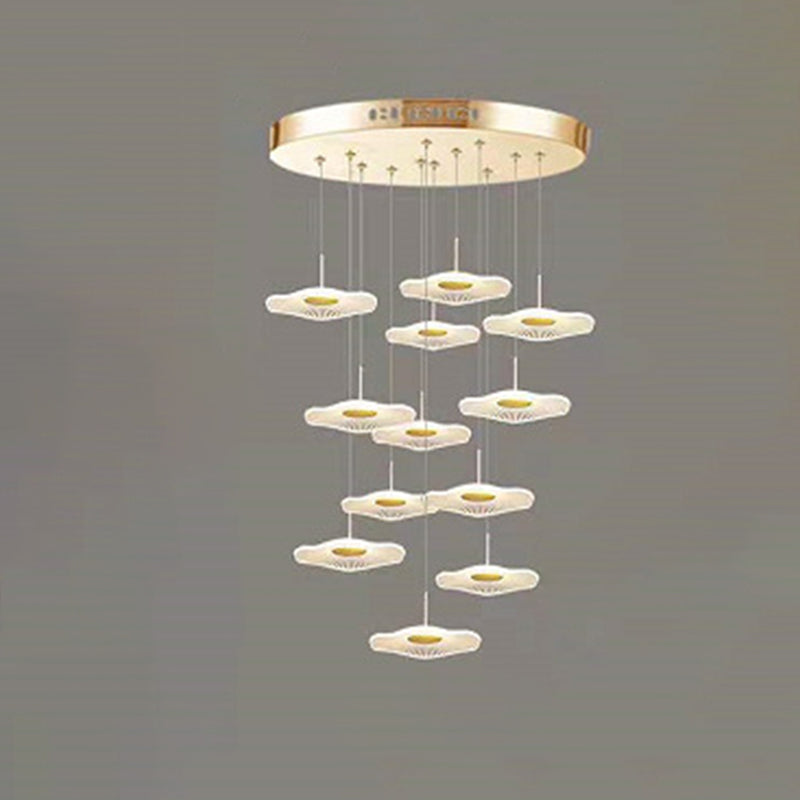 Modern Multiple Lotus Leaf  Shaped Shade Pendant Light  Acrylic Long Hanging Lamp  for Living Room