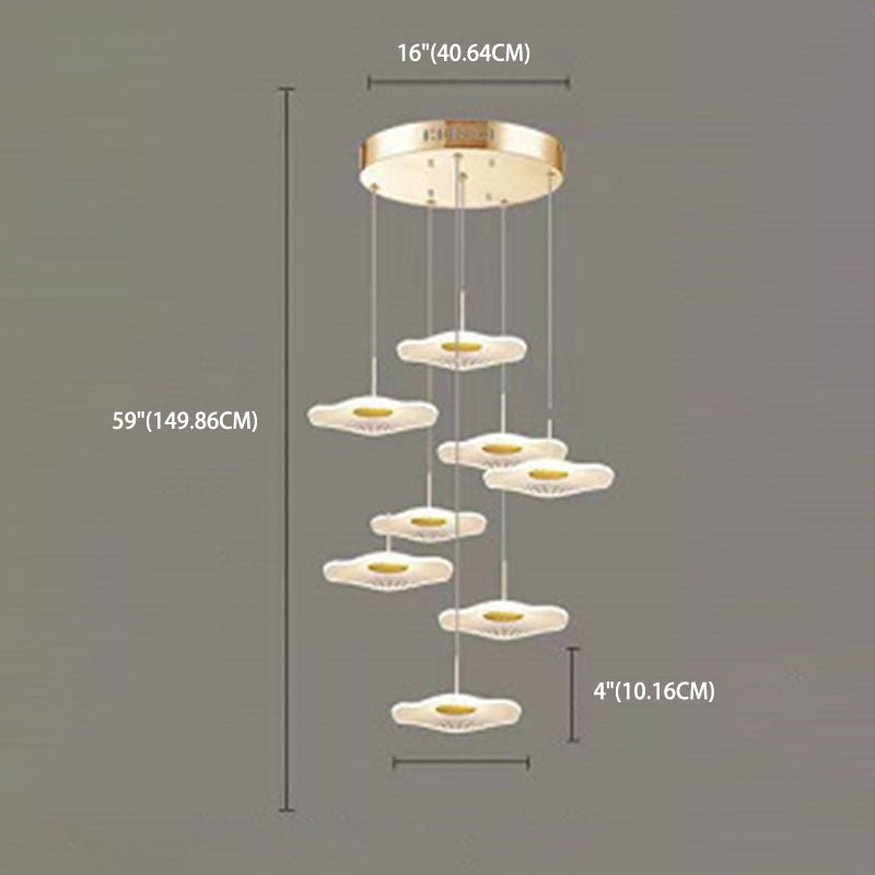 Modern Multiple Lotus Leaf  Shaped Shade Pendant Light  Acrylic Long Hanging Lamp  for Living Room