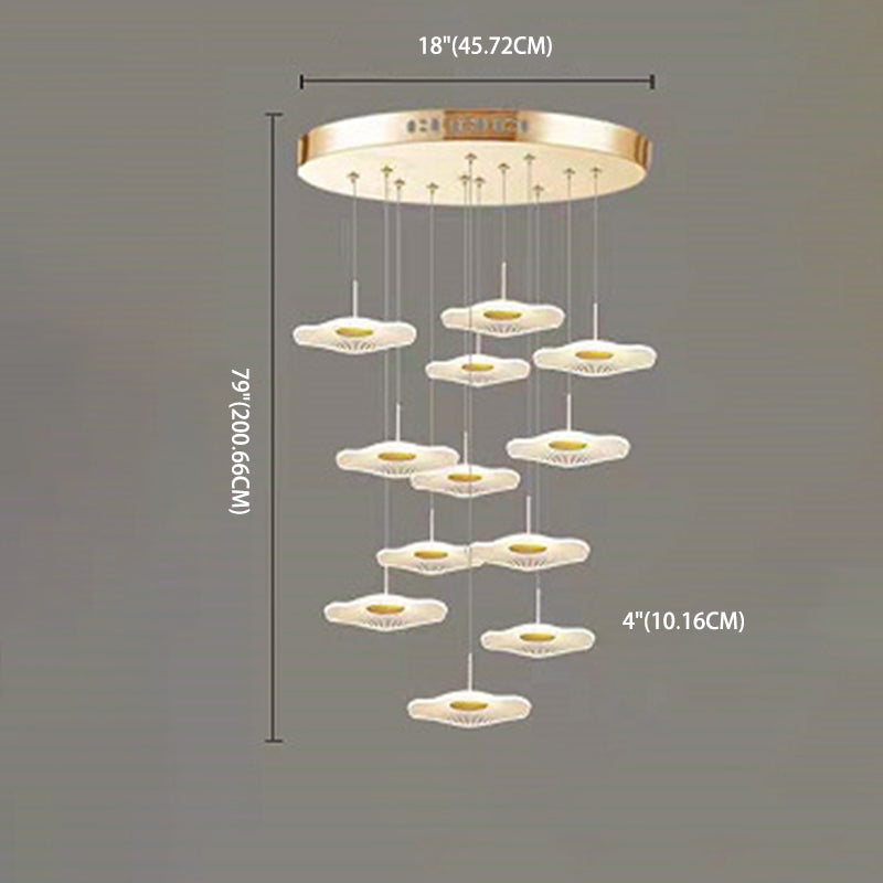 Modern Multiple Lotus Leaf  Shaped Shade Pendant Light  Acrylic Long Hanging Lamp  for Living Room