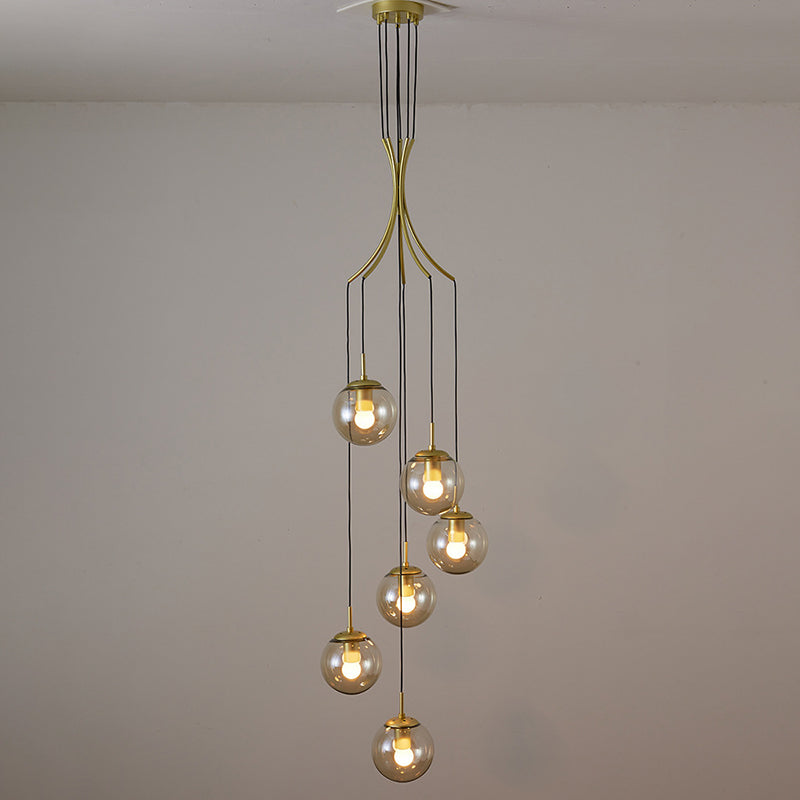 Moderne minimalistische multiple globe schaduw hanglamp Lichtglas Lange hangende lamp voor woonkamer