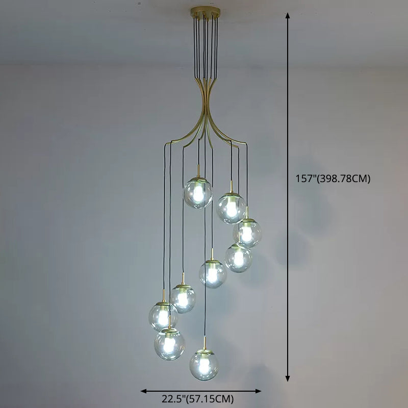 Moderne minimalistische multiple globe schaduw hanglamp Lichtglas Lange hangende lamp voor woonkamer