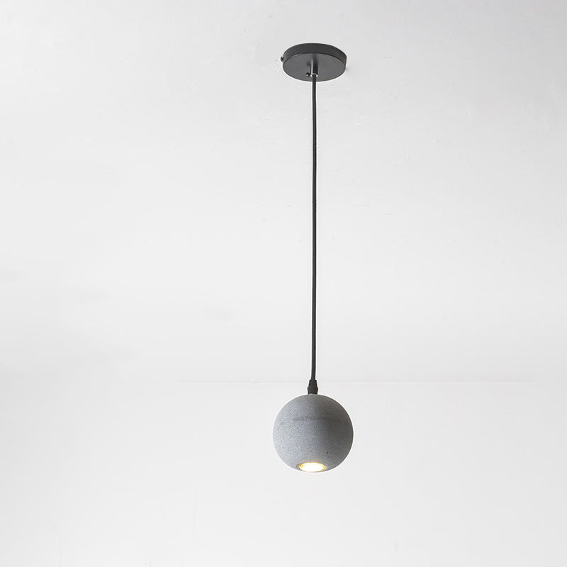 Grey Spherical Shape Pendant Lamp Modern Minimalist Cement Hanging Lamp for Living Room