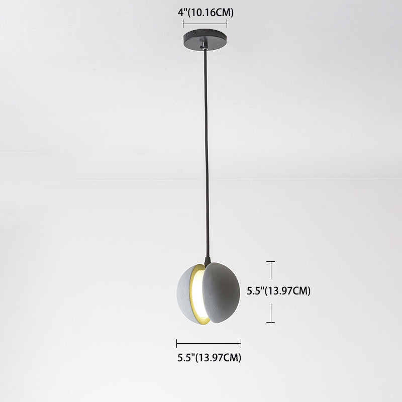 Grey Spherical Shape Pendant Lamp Modern Minimalist Cement Hanging Lamp for Living Room