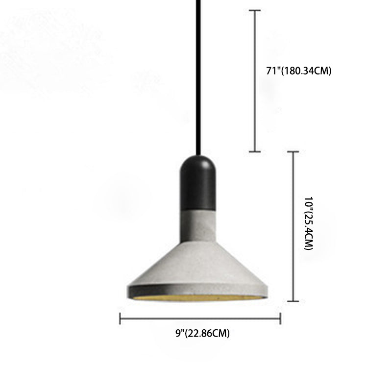 Tapered Cement Hanging Light Nordic Style 1 Light  Restaurant Ceiling Pendant Lamp  with Wooden Top