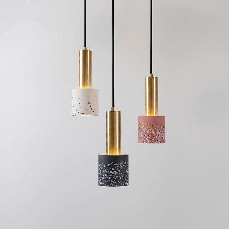 Nordic Modern Cylindrical Shape Pendant Light Concrete Small Suspension Light  for Living Room