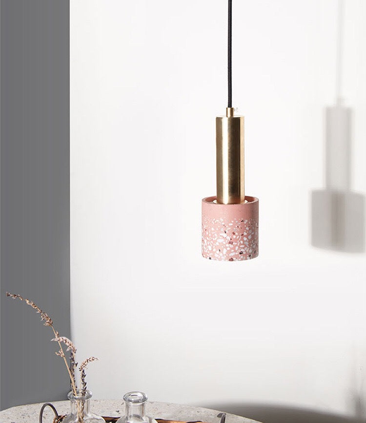 Nordic Modern Cylindrical Shape Pendant Light Concrete Small Suspension Light  for Living Room