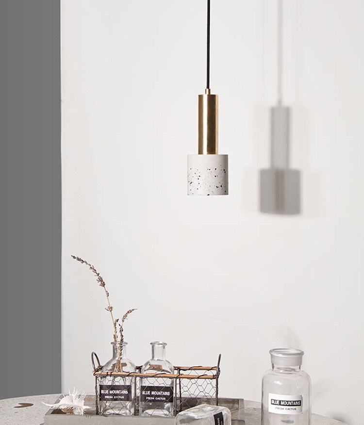 Nordic Modern Cylindrical Shape Pendant Light Concrete Small Suspension Light  for Living Room
