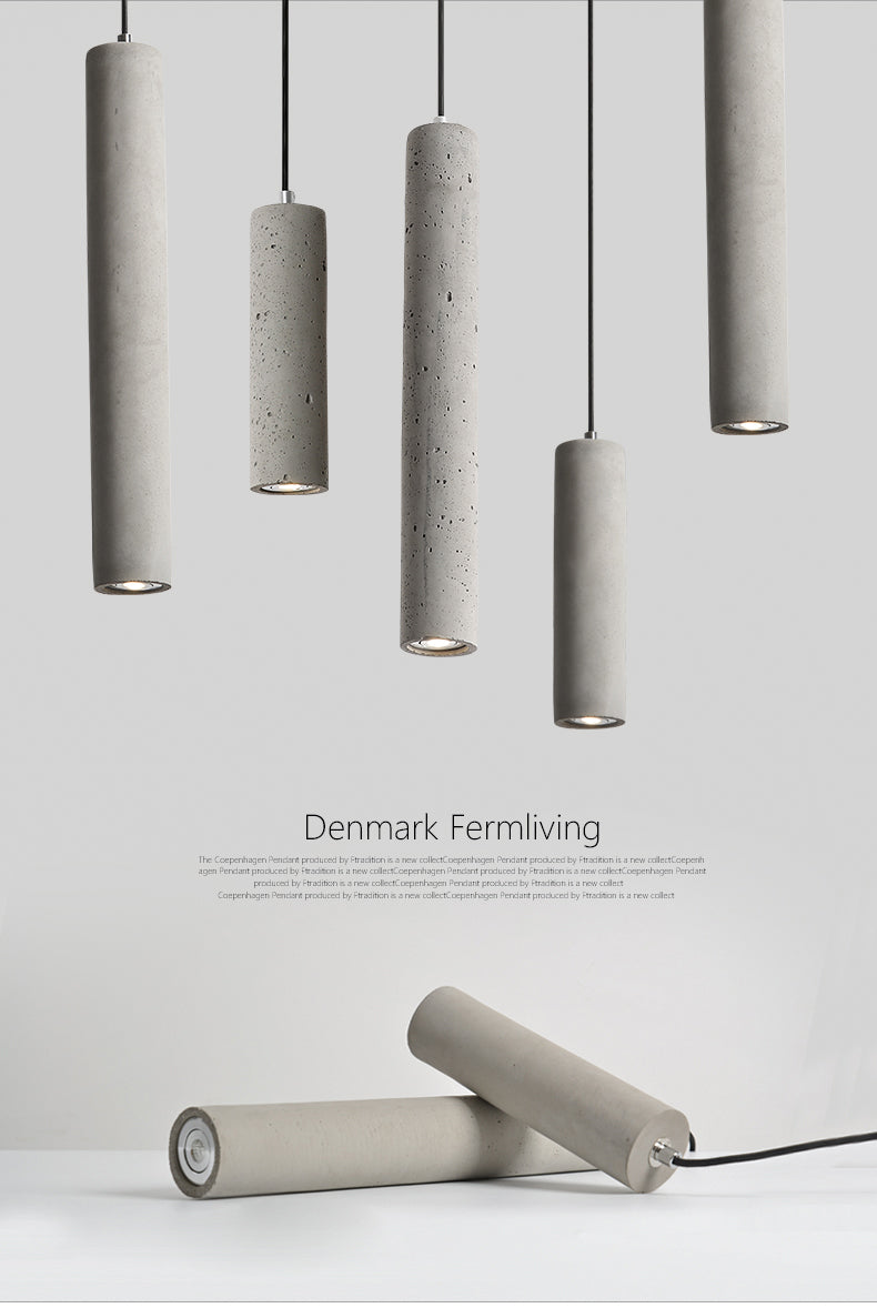 Nordic Modern Cylindrical Shape Pendant Light Concrete Small Suspension Light  for Living Room