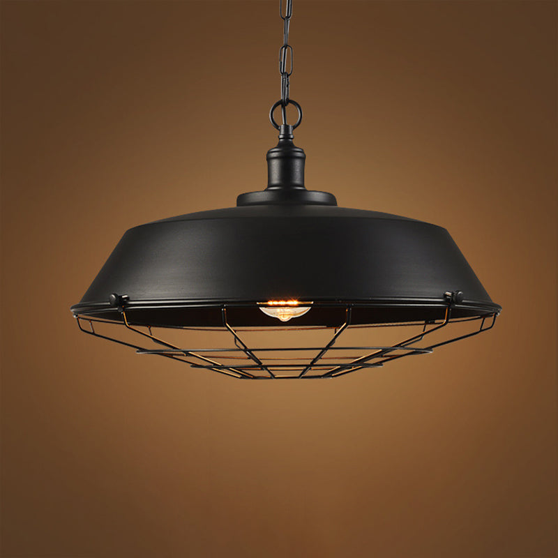 1 lampada a sospensione a sospensione leggera industriale retrò lampada sospesa in metallo con grill per sala da pranzo