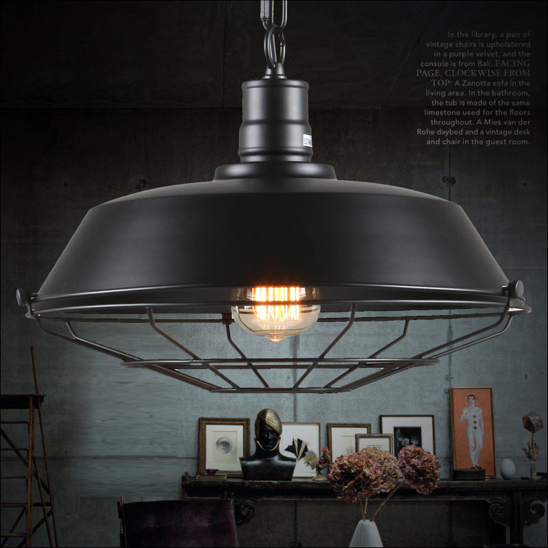 1 lampada a sospensione a sospensione leggera industriale retrò lampada sospesa in metallo con grill per sala da pranzo