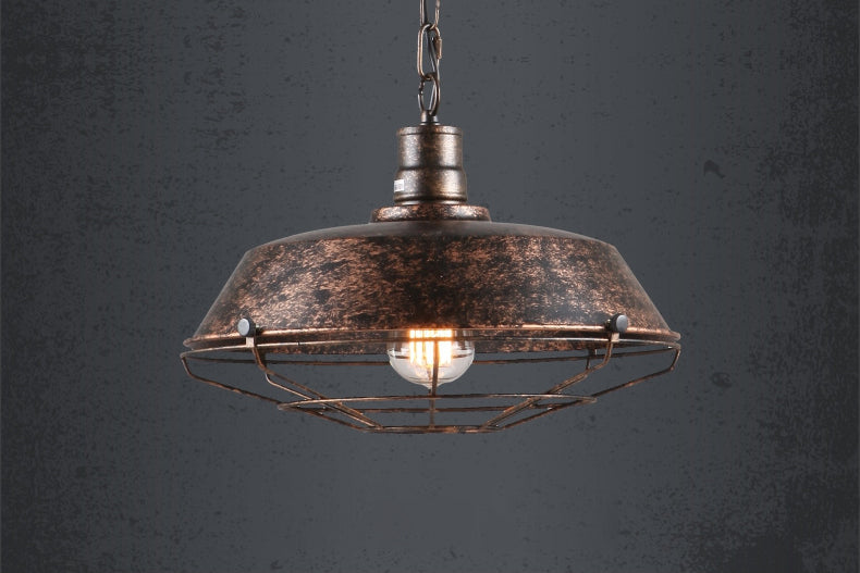 1 lampada a sospensione a sospensione leggera industriale retrò lampada sospesa in metallo con grill per sala da pranzo