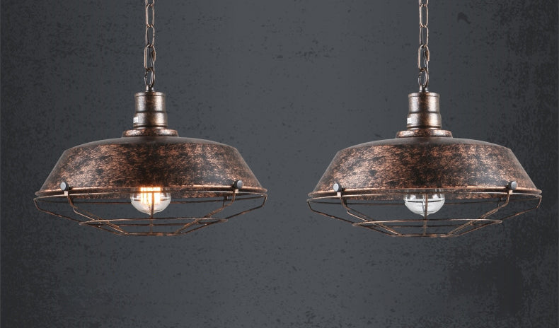 1 lampada a sospensione a sospensione leggera industriale retrò lampada sospesa in metallo con grill per sala da pranzo