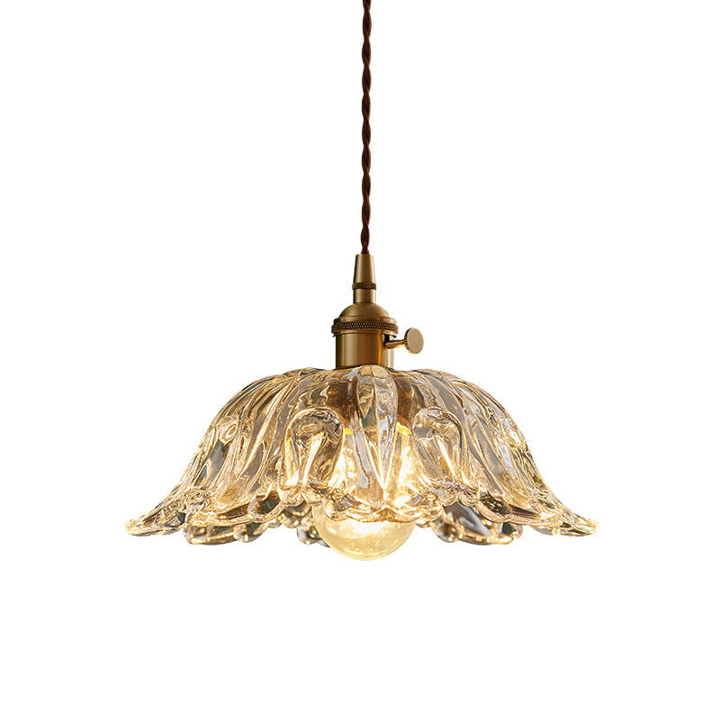 Flower Shape Shade Ceiling Pendant Lamp  Vintage Industrial  Clear Glass Indoor  Hanging Light