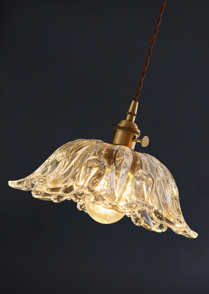 Flower Shape Shade Ceiling Pendant Lamp  Vintage Industrial  Clear Glass Indoor  Hanging Light