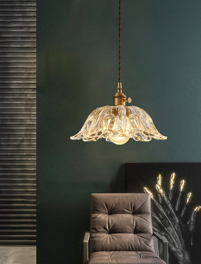 Flower Shape Shade Ceiling Pendant Lamp  Vintage Industrial  Clear Glass Indoor  Hanging Light