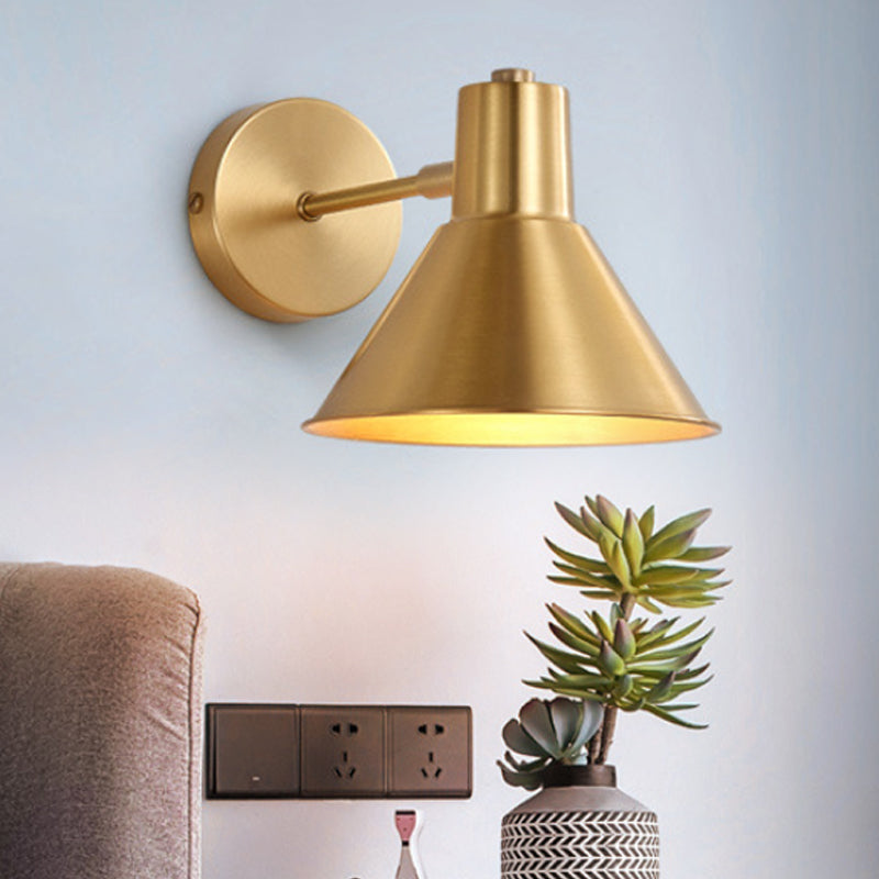 Brass Dome Shape/Flared Wall Mount Reading Lamp Minimalism Single Golden Sconce Lighting Fixture