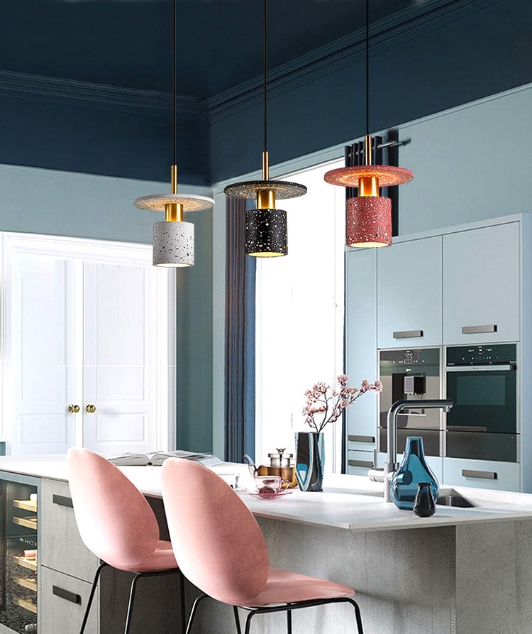 Nordic Modern Cylindrical Shape Pendant Light Concrete Small Suspension Light  for Living Room
