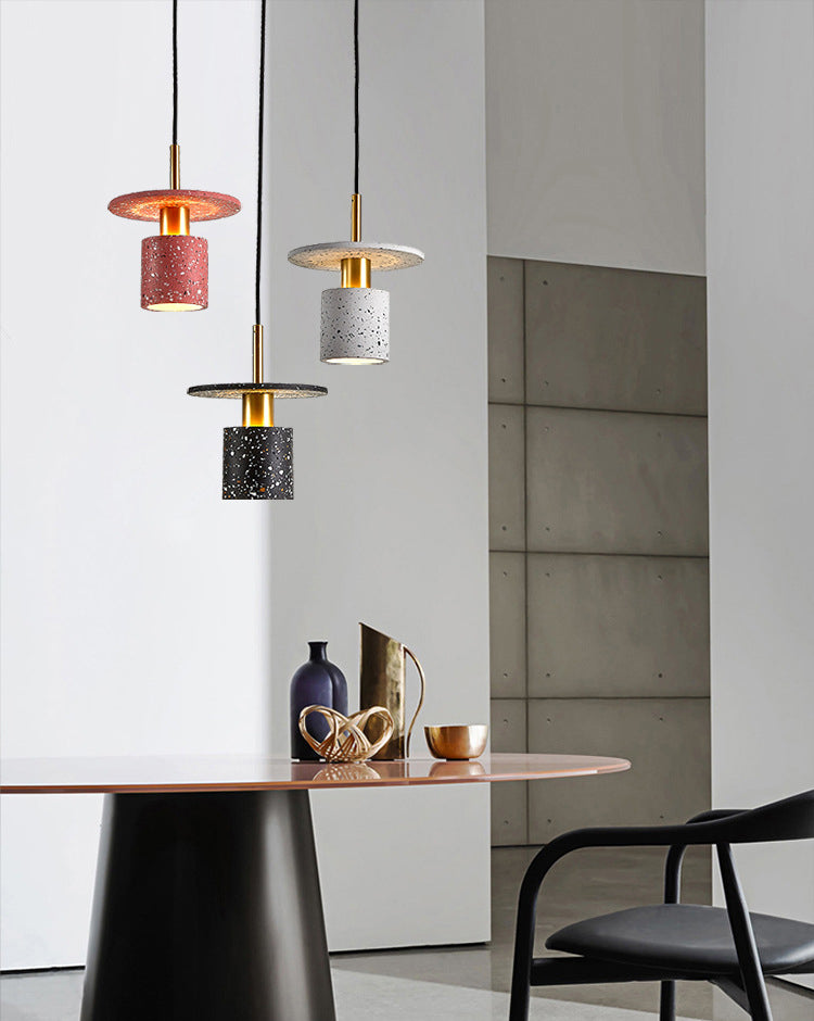 Nordic Modern Cylindrical Shape Pendant Light Concrete Small Suspension Light  for Living Room