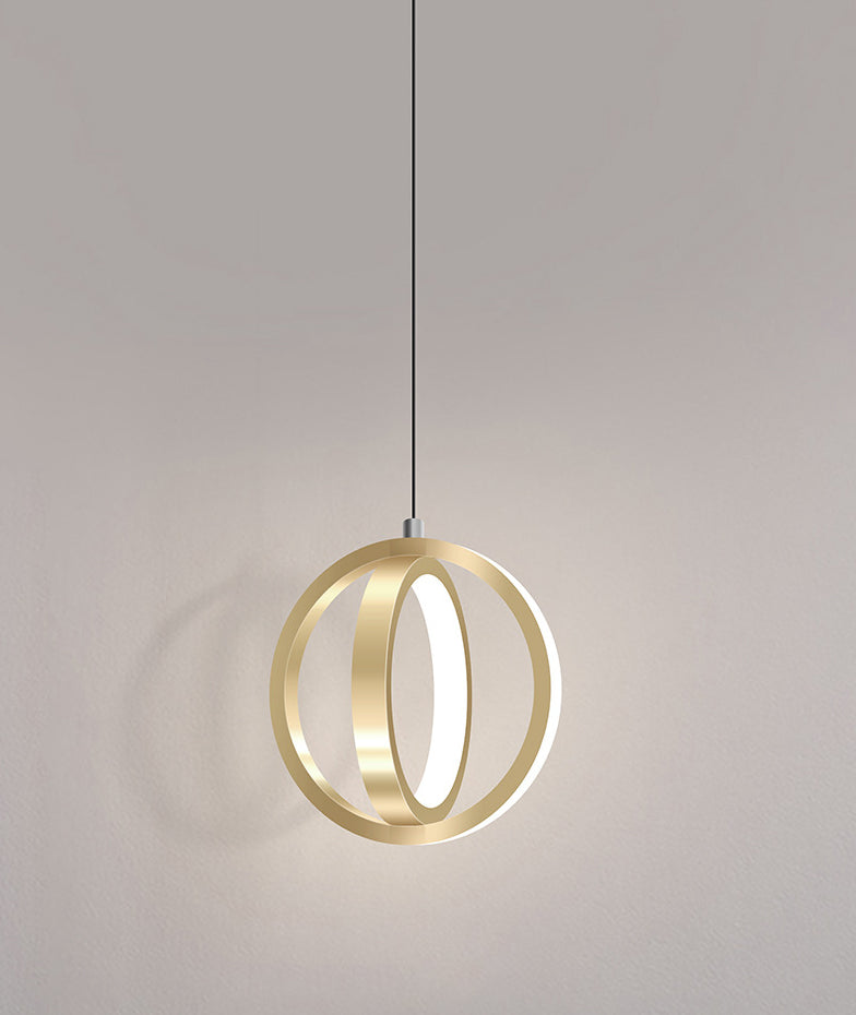 Double Round Shape LED Pendant Lamp Modern Minimalist Metal Hanging Lamp for Living Room