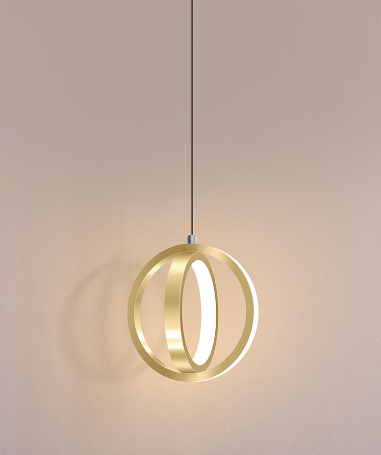 Double Round Shape LED Pendant Lamp Modern Minimalist Metal Hanging Lamp for Living Room