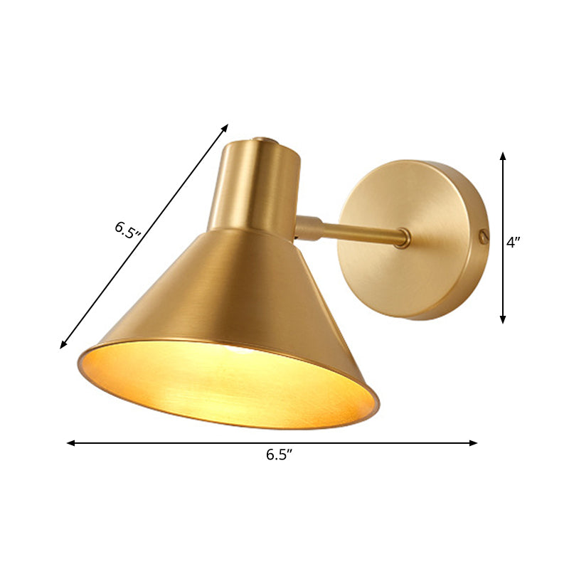 Brass Dome Shape/Flared Wall Mount Reading Lamp Minimalism Single Golden Sconce Lighting Fixture