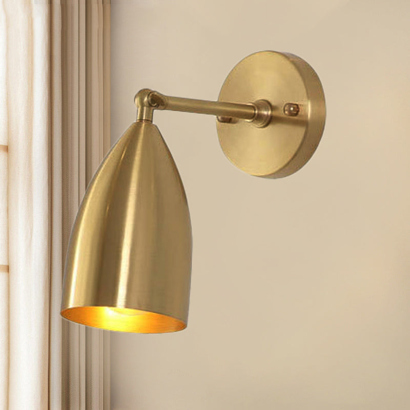 4"/7.5"/12" W 1 Bulb Wall Sconce Modern Style Tapered/Drum/Oval Brass Indoor Wall Mounted Lighting in Gold