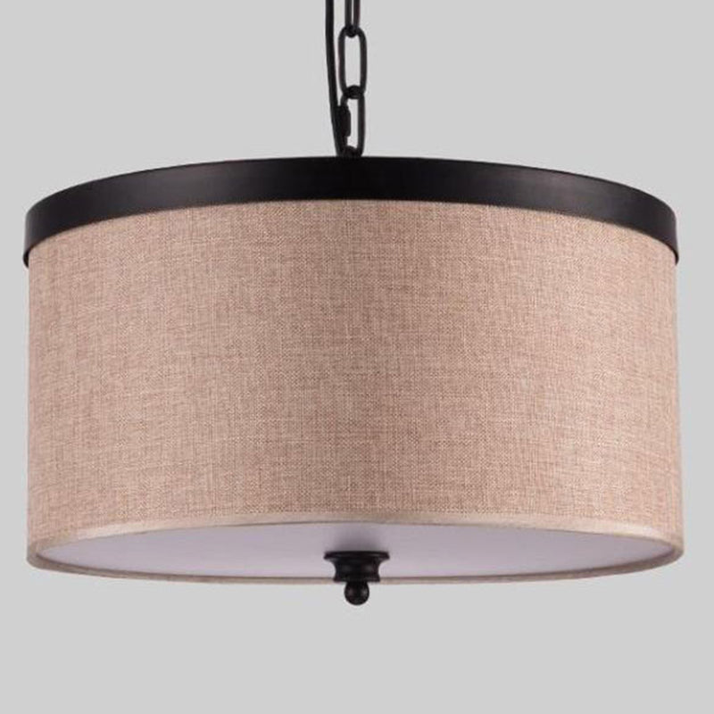 Light Yellow Finish Chandelier, Black Edge, Adjustable Chain Ceiling Light