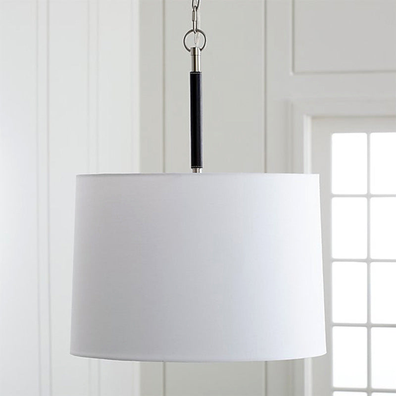 3 Lights Cylinder Modern Chandelier With White Fabric Shade And Adjustable Chain
