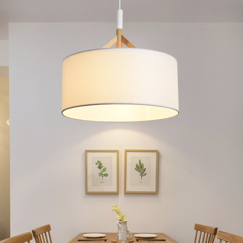 Off White Fabric Shade Chandelier Drum Shape Ceiling Lights