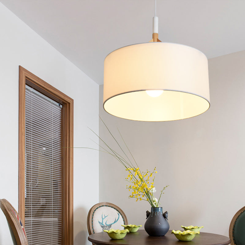 Off White Fabric Shade Chandelier Drum Shape Ceiling Lights
