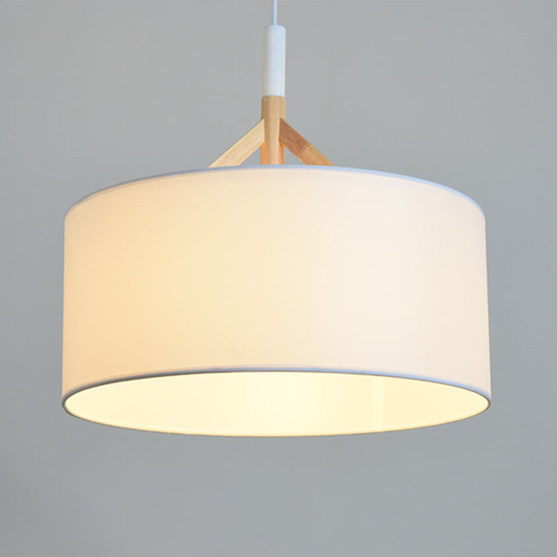 Off White Fabric Shade Chandelier Drum Shape Ceiling Lights