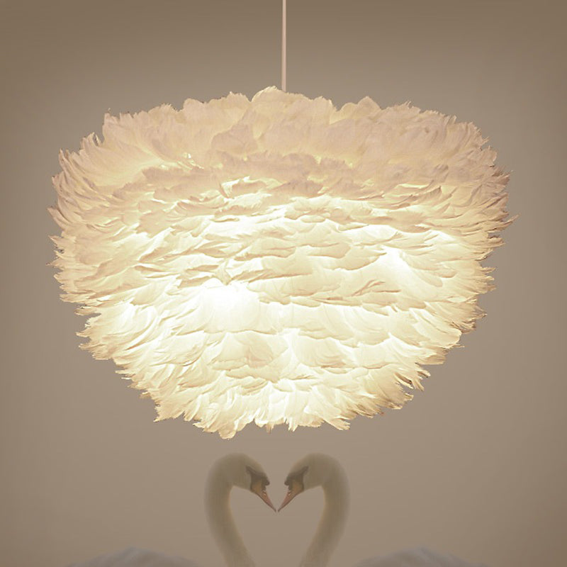 Art Deco Feather Pendant Lighting Modern Nordic Creative Globe Hanging Ceiling Light for Bedroom