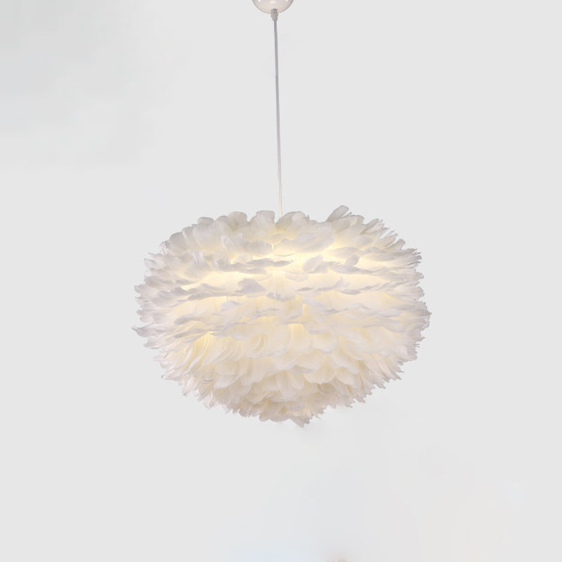 Art Deco Feather Pendant Lighting Modern Nordic Creative Globe Hanging Ceiling Light for Bedroom