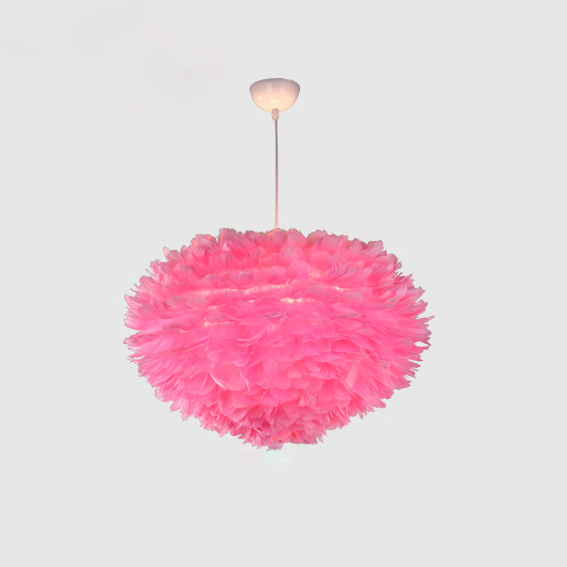 Art Deco Feather Pendant Lighting Modern Nordic Creative Globe Hanging Ceiling Light for Bedroom