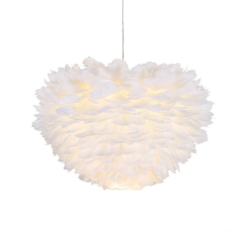 Art Deco Feather Pendant Lighting Modern Nordic Creative Globe Hanging Ceiling Light for Bedroom