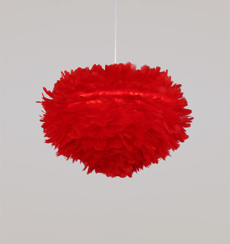 Art Deco Feather Pendant Lighting Modern Nordic Creative Globe Hanging Ceiling Light for Bedroom