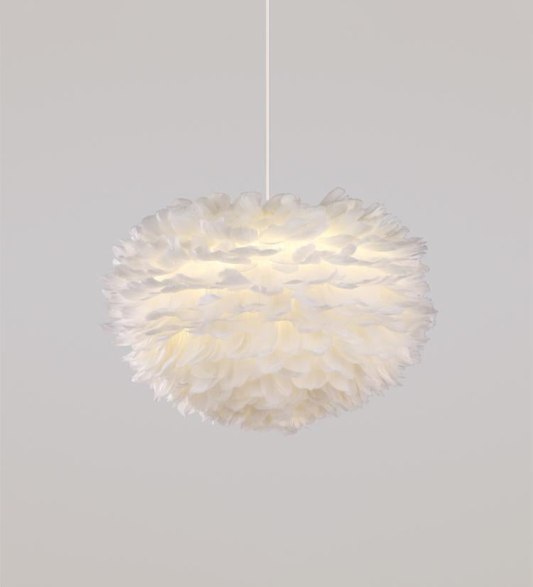 Art Deco Feather Pendant Lighting Modern Nordic Creative Globe Hanging Ceiling Light for Bedroom