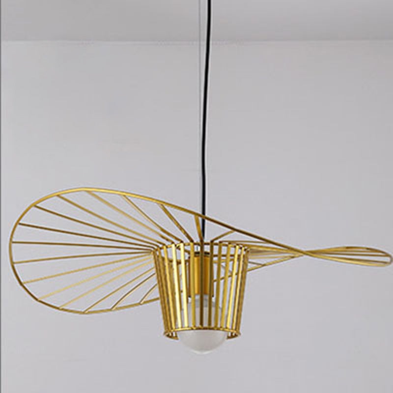 Lámpara de sombrero de alambre creativo de metal moderno nórdico 1 lámpara de luz de luz para restaurante para restaurante