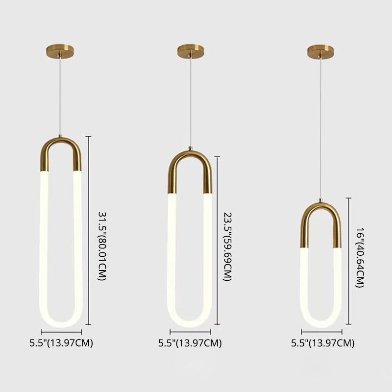 Gold Round Shape LED Pendant Lamp Modern Minimalist Metal Hanging Lamp for Living Room