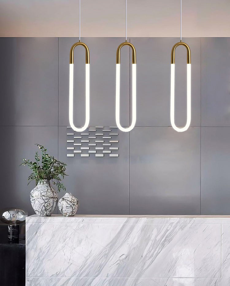 Gold Round Shape LED Pendant Lamp Modern Minimalist Metal Hanging Lamp for Living Room