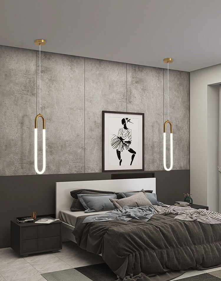 Gold Round Shape LED Pendant Lamp Modern Minimalist Metal Hanging Lamp for Living Room