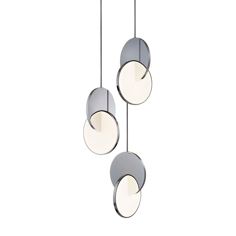 Double Round Shape LED Pendant Lamp Modern Minimalist Metal Hanging Lamp for Living Room