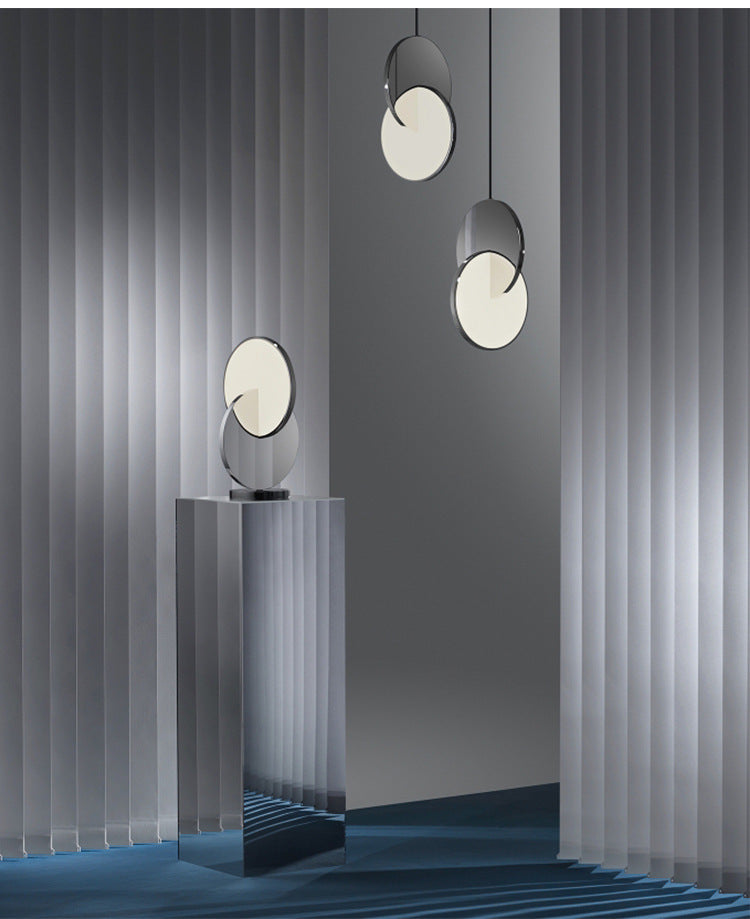 Double Round Shape LED Pendant Lamp Modern Minimalist Metal Hanging Lamp for Living Room